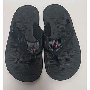 Olukai KAI PO Men's Size 9 Flip Flops Sandals Black Slip On  EUC